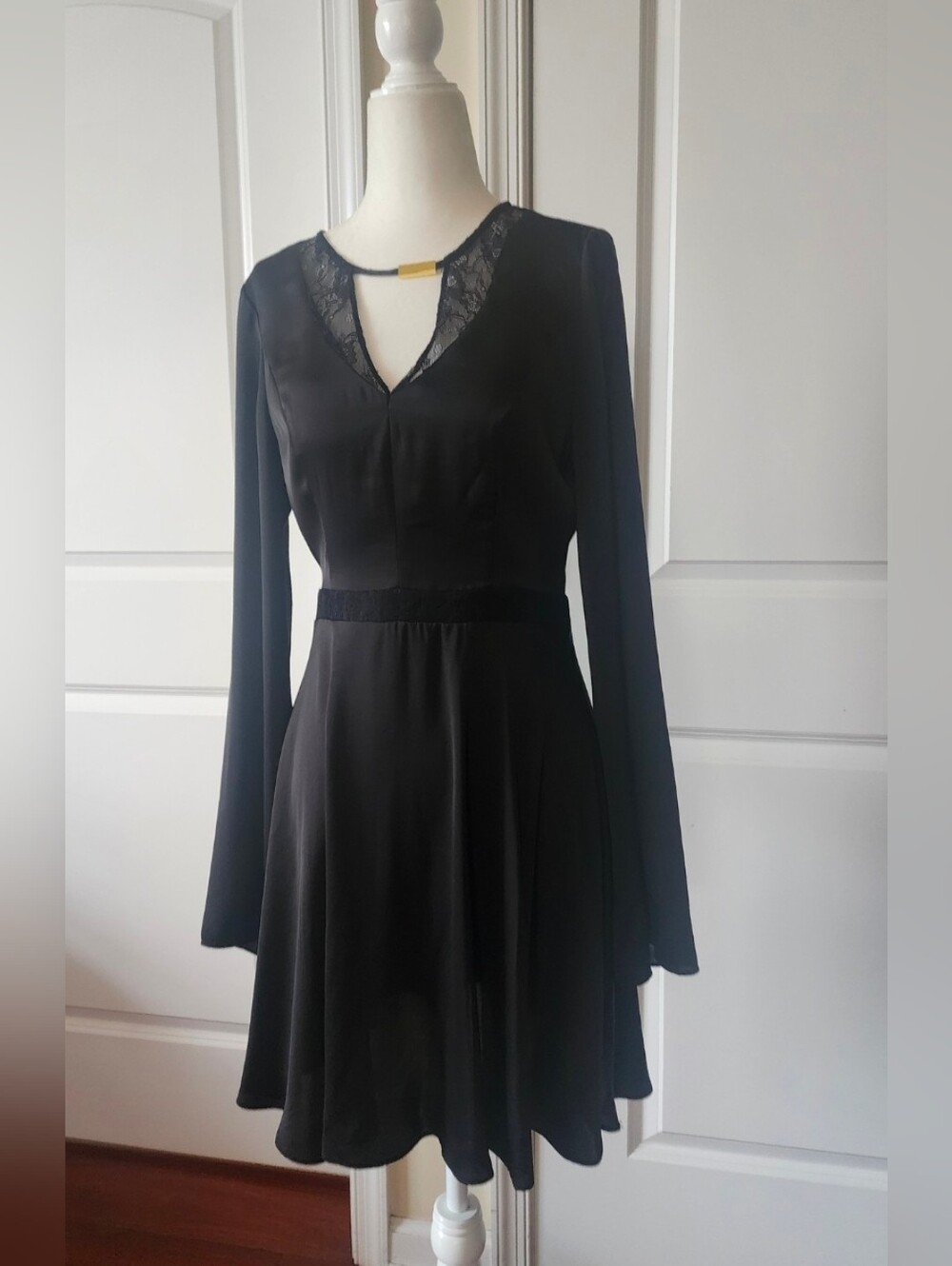 Classic Black Lace-Trim Fit & Flare Dress